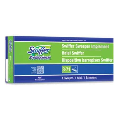 Swiffer Sweeper Mop, 10 x 4.8 White Cloth Head, 46" Green/Silver Aluminum/Plastic Handle, 3/Carton (09060CT)