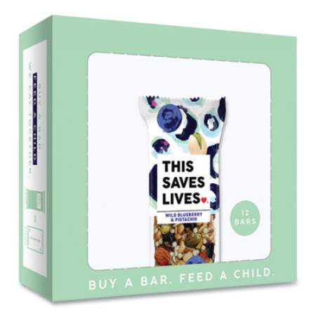 THIS BAR SAVES LIVES Snackbars, Wild Blueberry and Pistachio, 1.4 oz, 12/Box (00445BX)