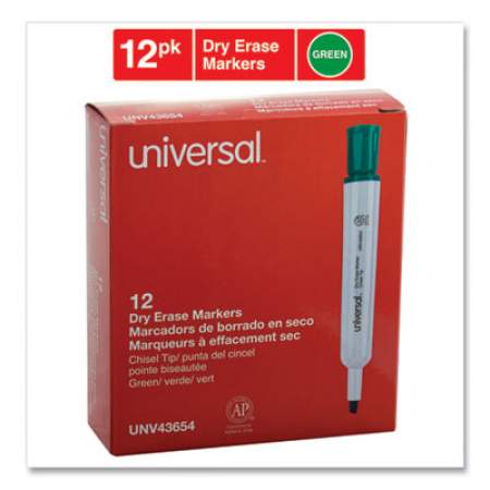 Universal Dry Erase Marker, Broad Chisel Tip, Green, Dozen (43654)
