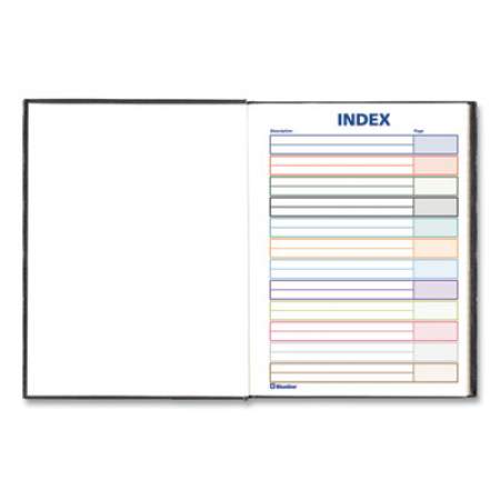 Blueline Business Notebook with Self-Adhesive Labels, 1 Subject, Medium/College Rule, Black Cover, 9.25 x 7.25, 192 Sheets (A9)