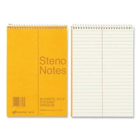National Standard Spiral Steno Pad, Gregg Rule, Brown Cover, 80 Eye-Ease Green 6 x 9 Sheets (36746)
