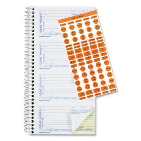 Rediform Wirebound Message Book, Two-Part Carbonless, 5 x 2.75, 4/Page, 400 Forms, 120 Labels (50176)