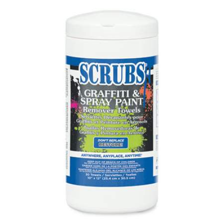 SCRUBS Graffiti and Paint Remover Towels, Orange on White, 10 x 12, 30/Can, 6 Cans/Case (90130CT)
