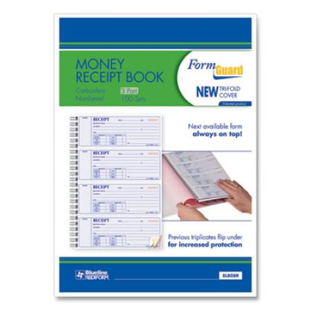 Rediform Money Receipt Book, Three-Part Carbonless, 7 x 2.75, 4/Page, 100 Forms (8L808R)