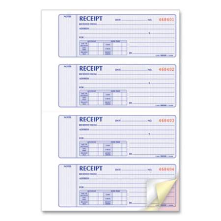Rediform Money Receipt Book, Three-Part Carbonless, 7 x 2.75, 4/Page, 100 Forms (8L808)