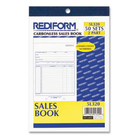 Rediform Sales Book, Two-Part Carbonless, 5.5 x 7.88, 1/Page, 50 Forms (5L320)
