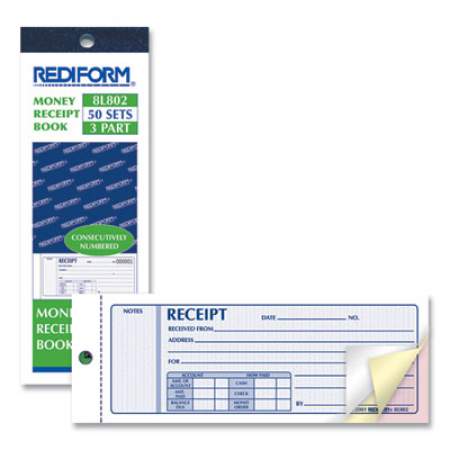 Rediform Receipt Book 2 3/4 x 7 Triplicate with Carbons 200 Sets/Book 8K808 