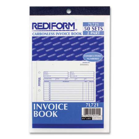 Rediform Invoice Book, Two-Part Carbonless, 5.5 x 7.88, 1/Page, 50 Forms (7L721)