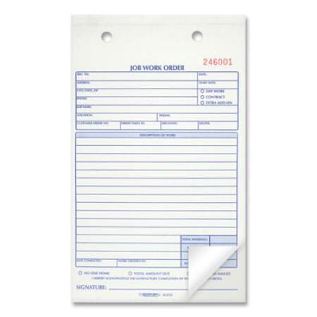 Rediform Job Work Order Book, Two-Part Carbonless, 5.5 x 8.5, 1/Page, 50 Forms (4L456)