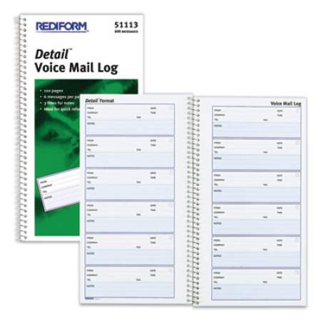 Rediform Voice Mail Wirebound Log Books, 5.63 x 10.63, 6/Page, 600 Forms (51113)