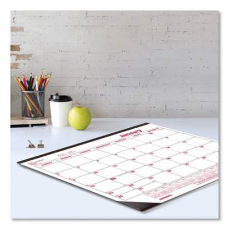 Brownline Monthly Desk Pad Calendar, 22 x 17, White/Burgundy Sheets, Black Binding, Black Corners, 12-Month (Jan to Dec): 2022 (C1731)