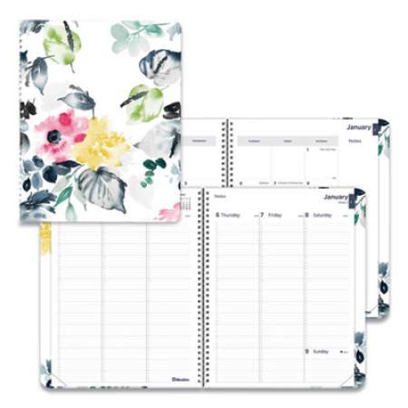 Blueline Soft Cover Design Weekly/Monthly Planner, Floral Watercolor Artwork, 11 x 8.5, White/Blue/Yellow, 12-Month (Jan to Dec): 2022 (C958G01)