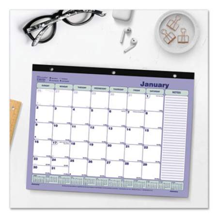 Brownline Monthly Desk Pad Calendar, 11 x 8.5, White/Blue/Green Sheets, Black Binding, Black Corners, 12-Month (Jan to Dec): 2022 (C181721)