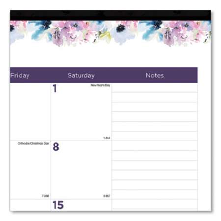 Blueline Passion Monthly Deskpad Calendar, Floral Artwork, 22 x 17, White/Multicolor Sheets, Black Binding, 12-Month (Jan-Dec): 2022 (C194113)