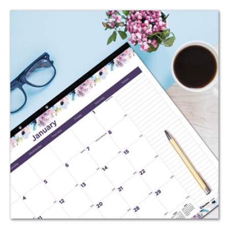 Blueline Passion Monthly Deskpad Calendar, Floral Artwork, 22 x 17, White/Multicolor Sheets, Black Binding, 12-Month (Jan-Dec): 2022 (C194113)