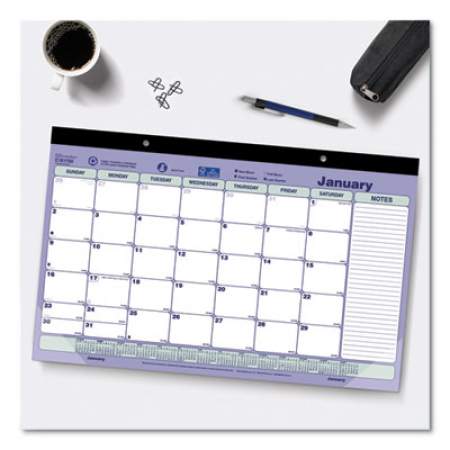 Brownline Monthly Desk Pad Calendar, 17.75 x 10.88, White/Blue/Green Sheets, Black Binding, Clear Corners, 12-Month (Jan to Dec): 2022 (C181700)