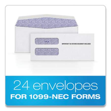 TOPS 1099 Double Window Envelope, Commercial Flap, Gummed Closure, Contemporary Seam, 3.75 x 8.75, White, 24/Pack (22223)