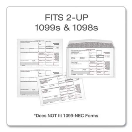 TOPS 1099 Double Window Envelope, Commercial Flap, Gummed Closure, Contemporary Seam, 5.63 x 9, White, 24/Pack (22222)