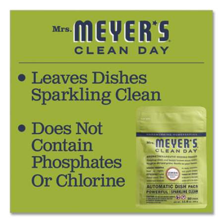 Mrs. Meyer's Automatic Dish Detergent, Lemon, 12.7 oz Pack, 20/Pack, 6/Carton (306684)