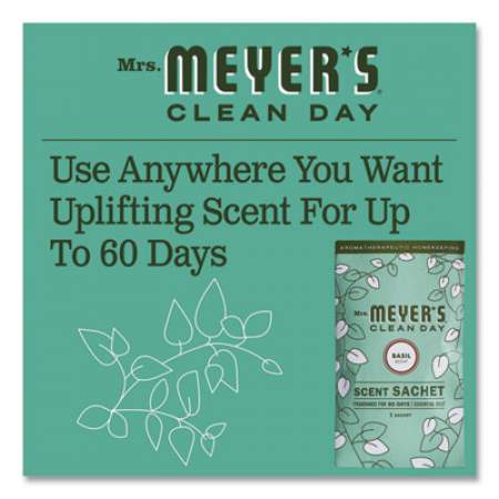 Mrs. Meyer's Clean Day Scent Sachets, Basil, 0.05 lbs Sachet, 18/Carton (308116)