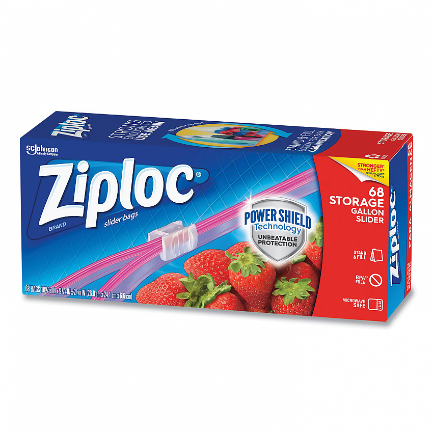 Slider Storage Bags, Gallon, 9.5" x 2.63" x 10.56", Clear, 9/Carton (316489)