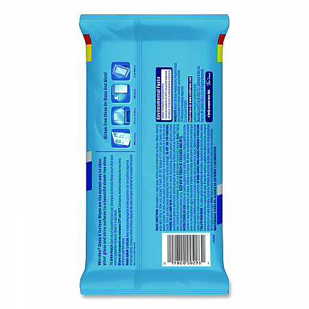 Glass and Surface Wet Wipe, Cloth, 7 x 8, Unscented, White, 38/Pack, 12 Packs/Carton (378032)