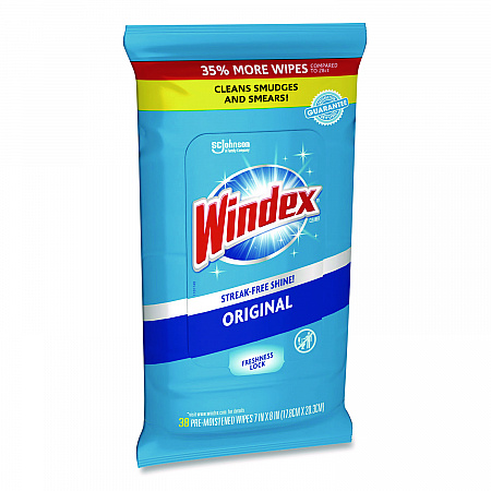 Glass and Surface Wet Wipe, Cloth, 7 x 8, Unscented, White, 38/Pack, 12 Packs/Carton (378032)