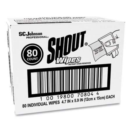 Shout Wipe and Go Instant Stain Remover, 4.7 x 5.9, 80 Packets/Carton (686661)