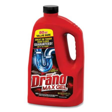 Drano Max Gel Clog Remover, Bleach Scent, 80 Oz Bottle, 6/carton (694772CT)