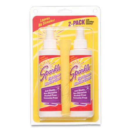 Sparkle Flat Screen and Monitor Cleaner, Pleasant Scent, 8 oz Bottle, 2/Pack (50128)