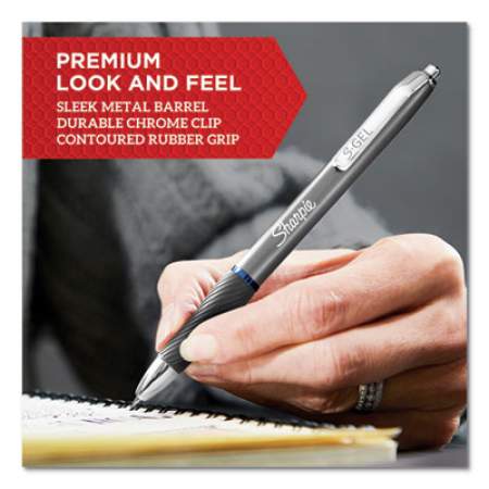 Sharpie S-Gel S-Gel Premium Metal Barrel Gel Pen, Retractable, Medium 0.7 mm, Black Ink, Champagne Barrel, Dozen (2126192)