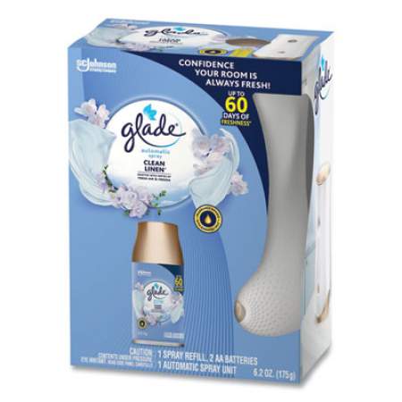 Glade Automatic Air Freshener Starter Kit, Spray Unit and Refill, Clean Linen, 6.2 oz, 4/Carton (329349)