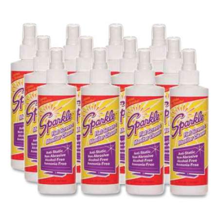 Sparkle Flat Screen and Monitor Cleaner, Pleasant Scent, 8 oz Bottle, 12/Carton (50108CT)