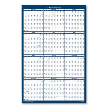 AbilityOne 7510016008026 SKILCRAFT Two-Sided Dry Erase Wall Calendar, 24 x 37, White/Blue Sheets, 12-Month (Jan to Dec): 2022