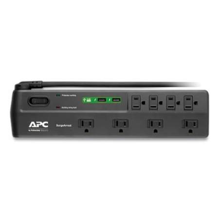 APC Home Office SurgeArrest Power Surge Protector, 8 AC Outlets, 2 USB Ports, 6 ft Cord, 2630 J, Black (P8U2)