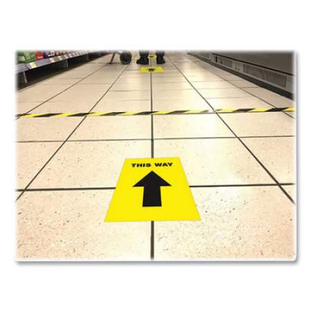 Avery Social Distancing Floor Decals, 8.5 x 11, This Way, Yellow Face, Black Graphics, 5/Pack (83022)