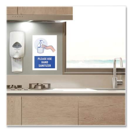 Avery Preprinted Surface Safe Wall Decals, 7 x 10, Please Use Hand Sanitizer, White Face, Blue/Gray Graphics, 5/Pack (83179)