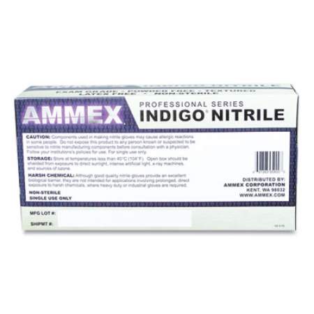 AMMEX Professional Nitrile Exam Gloves, Powder-Free, 3 mil, Medium, Indigo, 100/Box (AINPF44100)