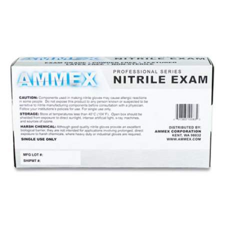 AMMEX Professional Nitrile Exam Gloves, Powder-Free, 3 mil, Large, Blue, 100/Box (APFN46100)