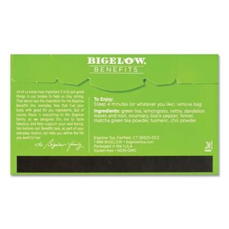 Bigelow Benefits Turmeric Chili Matcha Green Tea, 0.6 oz Tea Bag, 18/Box (826)