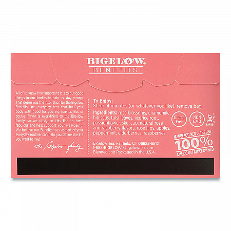 Benefits Rose and Mint Herbal Tea Bags, 0.6 oz Tea Bag, 18/Box (1027)