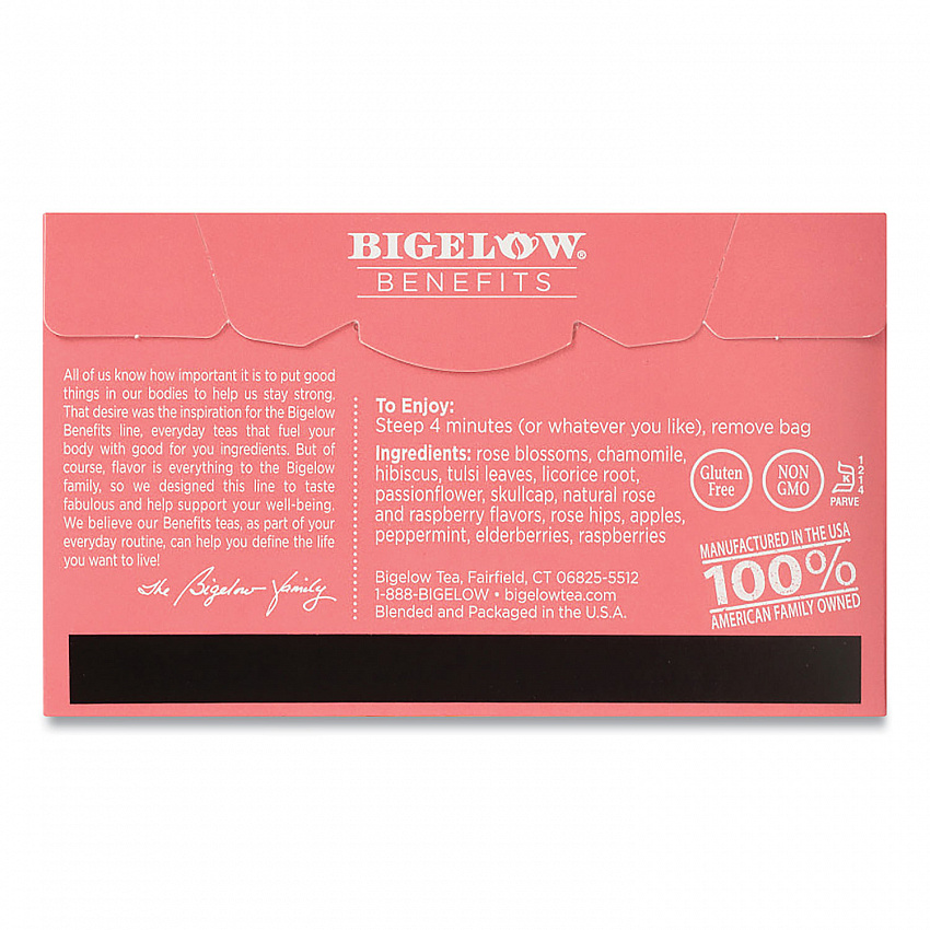 Benefits Rose and Mint Herbal Tea Bags, 0.6 oz Tea Bag, 18/Box (1027)