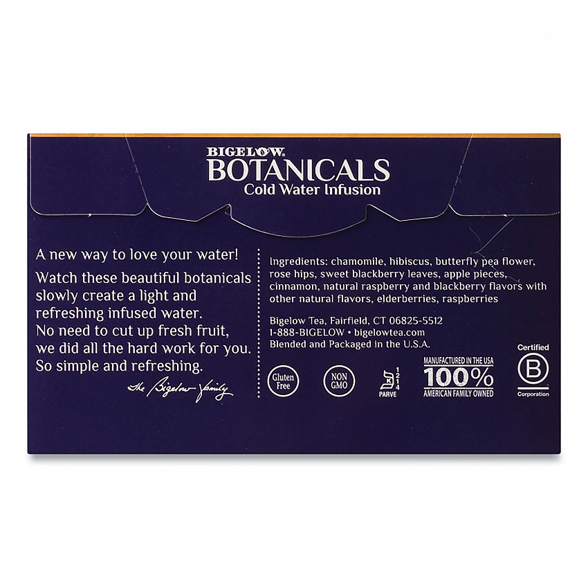 Botanicals Blackberry Raspberry Hibiscus Cold Water Herbal Infusion, 0.7 oz Tea Bag, 18/Box (39000)