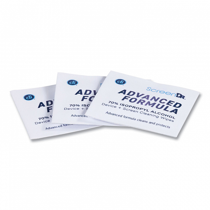 ScreenDr Device and Screen Cleaning Wipes, Includes 60 Individually Wrapped Wipes and 8" Microfiber Cloth, 6 x 5, White (32347)