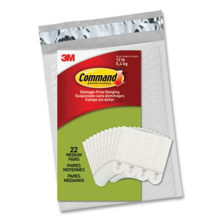 Command Picture Hanging Strips, Removable, Holds Up to 3 lbs per Pair, Medium, 0.63 x 2.75, White, 22 Pairs/Pack (1720422)