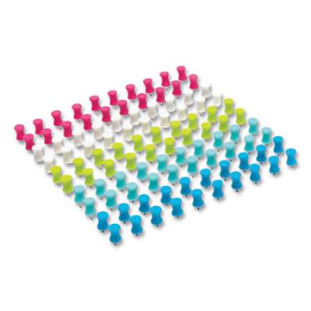 Poppin Push Pins, Rubber Head,  0.75" Pin, Assorted Colors, 100/Box (105923)