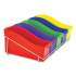 Storex Book Bins with Metal Shelf Rack, 14.3 x 25.69 x 7.25, 5 Assorted Color Bins, White Epoxy Metal Rack (71125U01C)