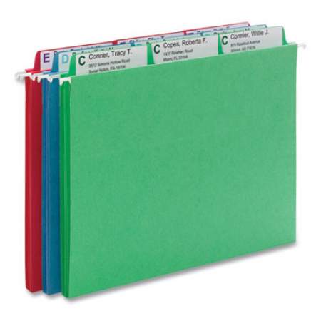 Smead Reveal Hanging Folders with SuperTab Folders Kit, 9 Hanging/27 Interior Folders, Letter Size, 1/3 Cut Tab, Blue/Green/Red (92018)