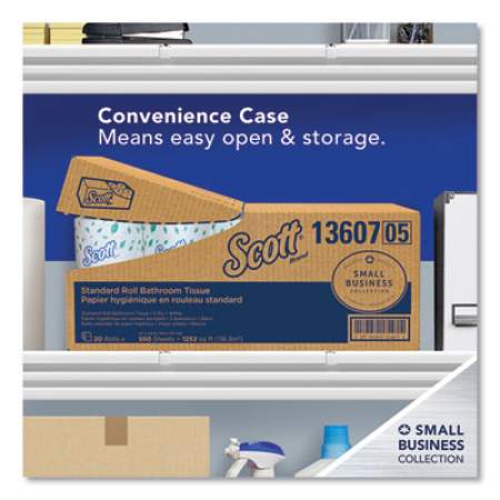 Scott Essential Standard Roll Bathroom Tissue, Traditional, Septic Safe, 2 Ply, White, 550 Sheets/Roll, 20 Rolls/Carton (13607)