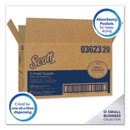Scott Essential C-Fold Towels,Convenience Pack, 10 1/8 x 13 3/20, White, 200/PK,9PK/CT (03623)
